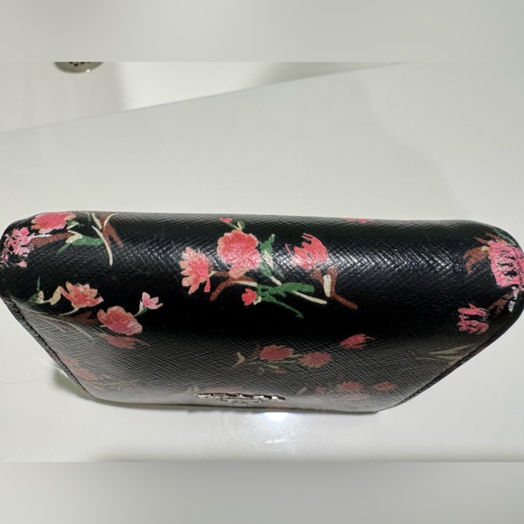 PRADA Saffiano Leather Small Bifold Wallet Black Floral Print - Picture 14 of 14